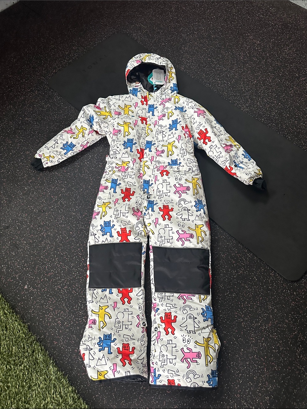Children's Hooded Snow Suit in White Multicolor Character Print